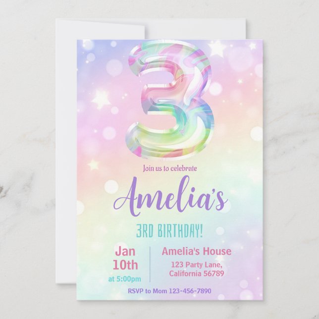 3.ᵉʳ Chica de la invitación de cumpleaños Fiesta d (Anverso)