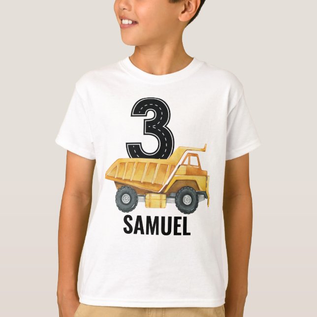3.ᵉʳ cumpleaños Camión de construcción camiseta vo (Anverso)