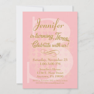 3.ᵉʳ cumpleaños Chicas de invitación Corazones de 