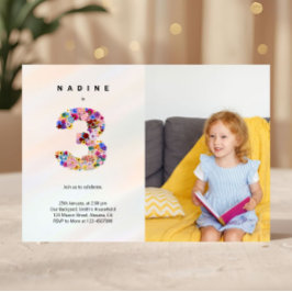 3.ᵉʳ cumpleaños del Pastel Pink Florals Invitación