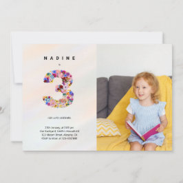 3.ᵉʳ cumpleaños del Pastel Pink Florals Invitación