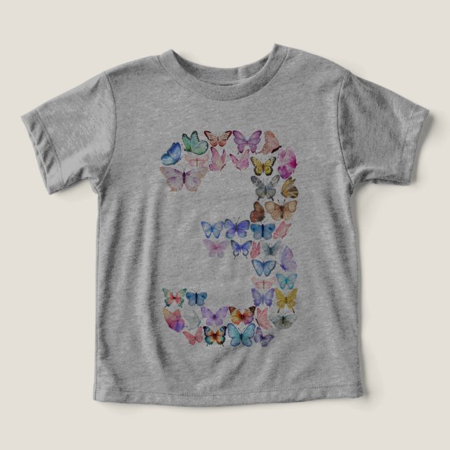 3.ᵉʳ cumpleaños mariposa temática Chicas de 3 años (Diseño delantero )