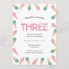 3.ᵉʳ Fiesta de cumpleaños | invitación a helados
