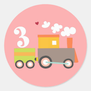 3.ᵉʳ Pegatina de tren de cumpleaños/Topper de tart