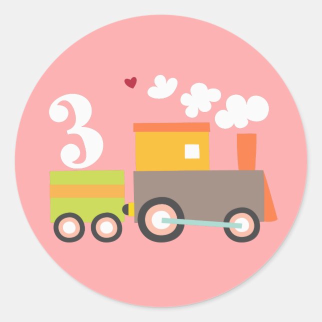3.ᵉʳ Pegatina de tren de cumpleaños/Topper de tart (Anverso)