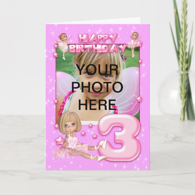 3.ᵉʳ personalizable de cumpleaños foto tarjeta de  (Anverso)