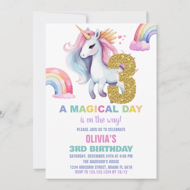 3.ᵉʳ Purpurina de invitaciones de cumpleaños de Ra (Anverso)