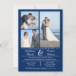 3/4 Fotos Azul vertical - Invitación Boda