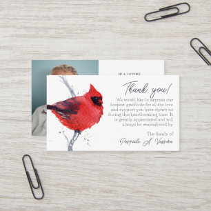 3.54x2.165 Cardinal Funeral Gracias Tarjeta Fotogr