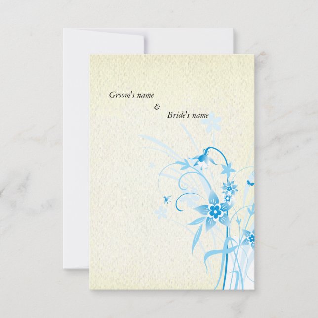 3,5" floral azul x 5" tarjeta de la invitación del (Anverso)