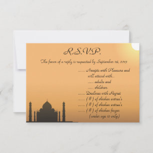 3.5 x 5 R.S.V.P Tarjeta de respuesta Taj Mahal Sun