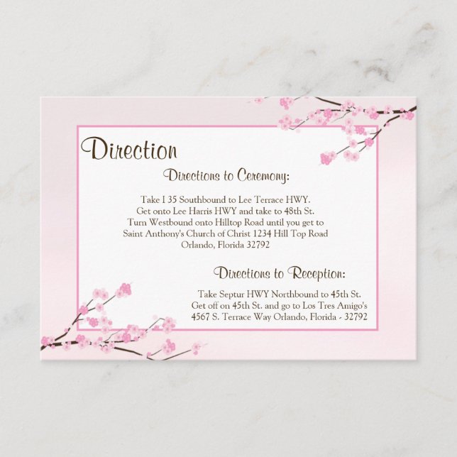 3.5 x 5 Tarjeta de dirección Flor de cerezo - rosa (Anverso)