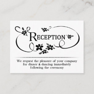 3.5x2.5 Tarjetas de recepción Floral blanca y negr