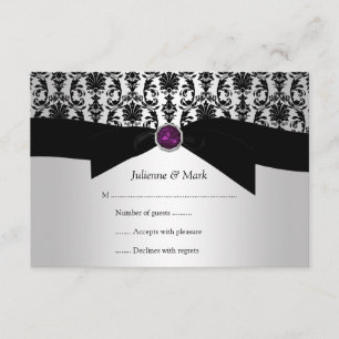 3.5x5 Black Silver Damask Púrpura Jewel RSVP
