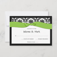 3.5x5 Black White Damask Lime Green RSVP