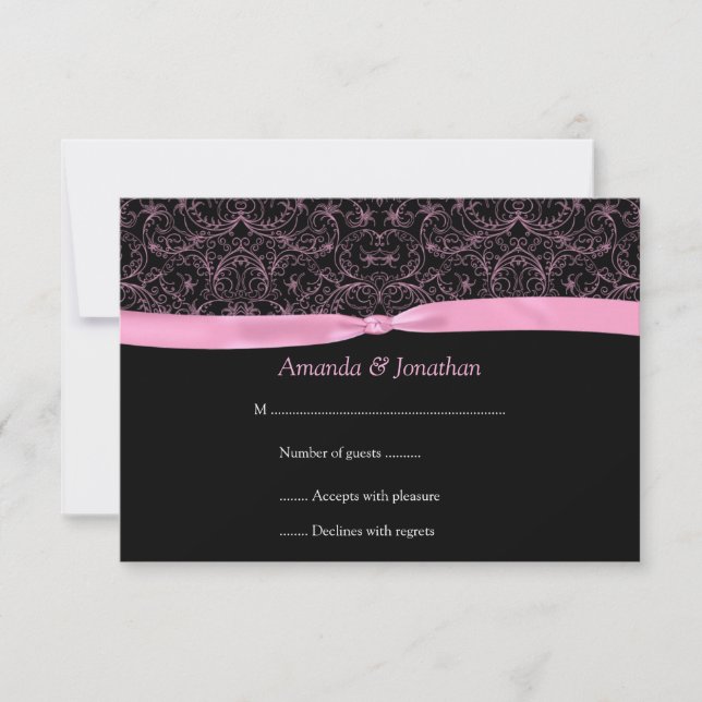 3.5x5 Desplazamientos y cinta rosada en negro RSVP (Anverso)