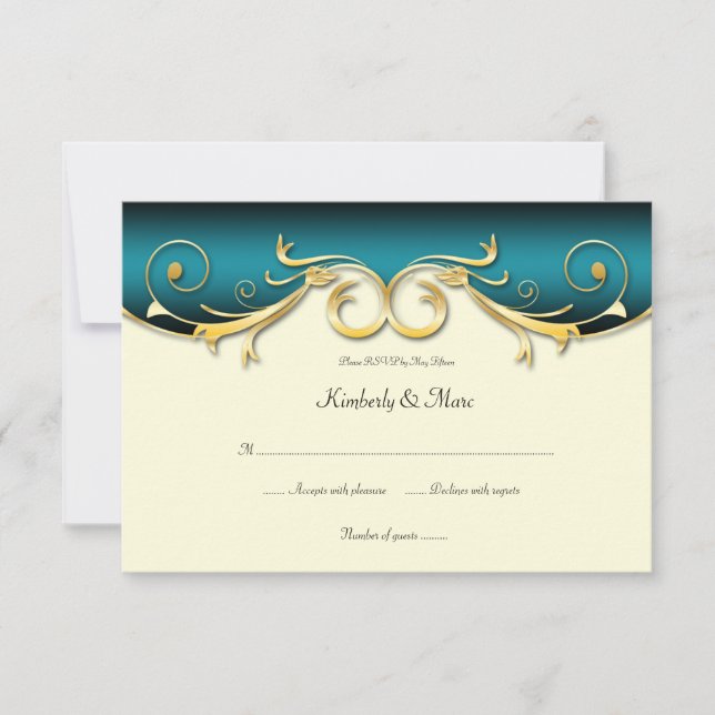 3.5x5 Elegante Carmesí Dorado RSVP (Anverso)