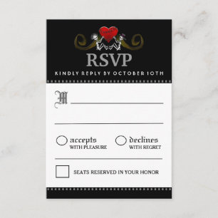 3.5x5 Halloween Skeleton Black White Mating RSVP