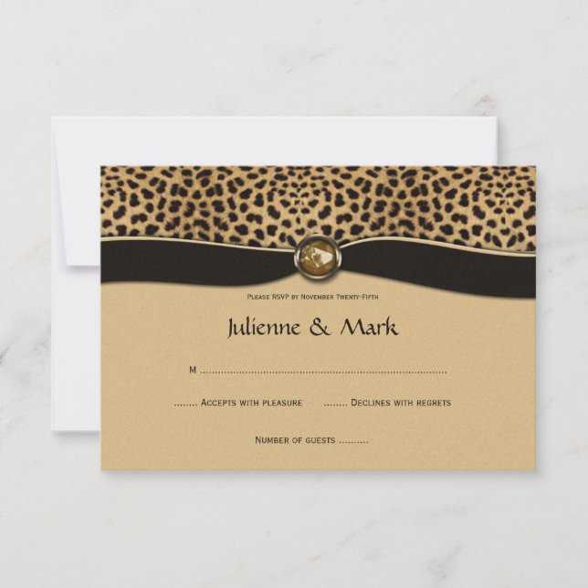 3.5x5 Leopard Print FAUX Ribbon Jewel RSVP (Anverso)
