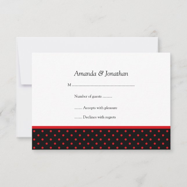 3.5x5 punto de polka rojo y negro RSVP (Anverso)