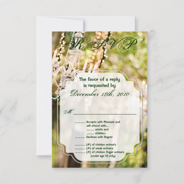 3.5x5 R.S.V.P. Boda de tarjetas lámpara de araña e (Anverso)