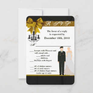 3.5x5 R.S.V.P Tarjeta ARMY Uniforme Groom Bride So
