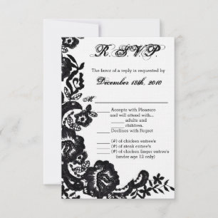 3.5x5 R.S.V.P Tarjeta Black Lace Damask Antigüedad