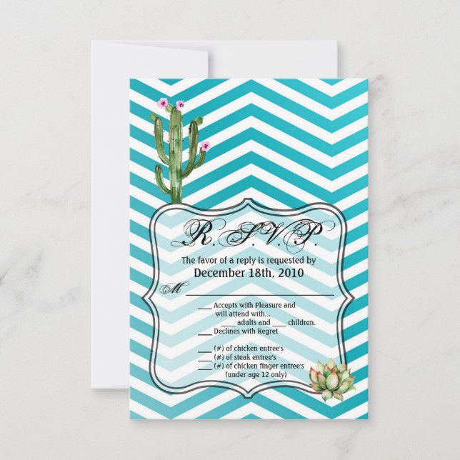3.5x5 R.S.V.P Tarjeta Boho Cacti Cactus Succulent  (Anverso)