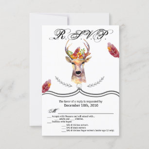 3.5x5 R.S.V.P Tarjeta boho ciervo Cabeza de dólar