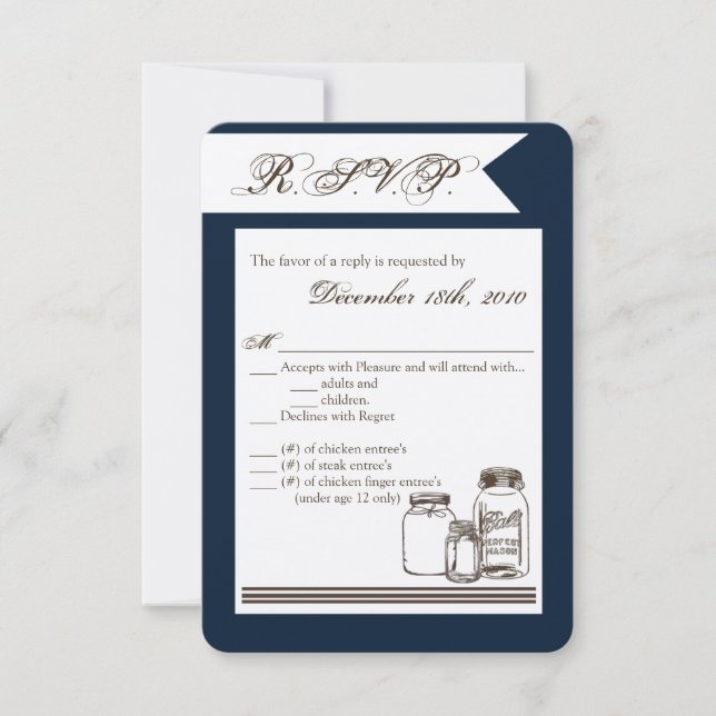 3.5x5 R.S.V.P Tarjeta Mason Jar Country Rústicos V (Anverso)