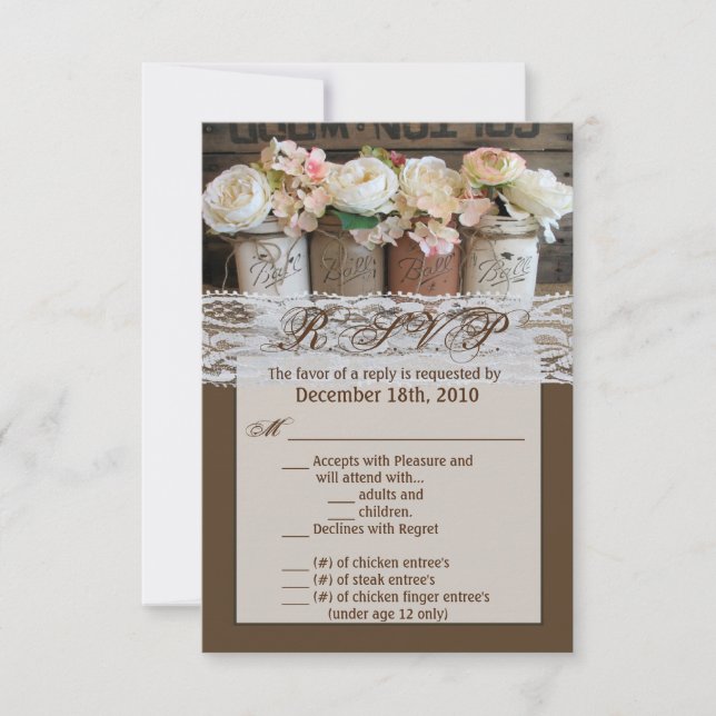 3.5x5 R.S.V.P Tarjeta Mason Jar Wildflowers Barn W (Anverso)