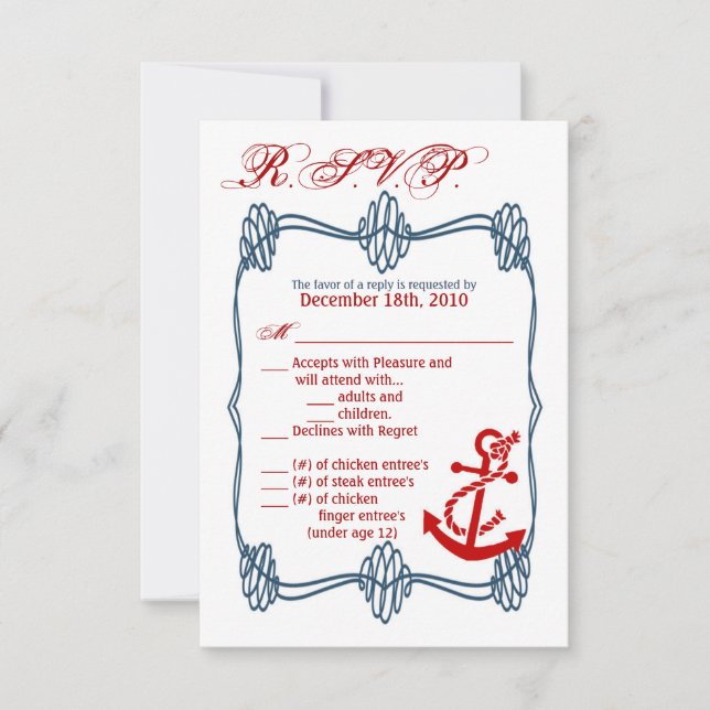 3.5x5 R.S.V.P Tarjeta Naval Anclaje de nudo náutic (Anverso)