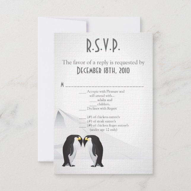 3.5x5 R.S.V.P Tarjeta Penguins Mate para Gris vita (Anverso)