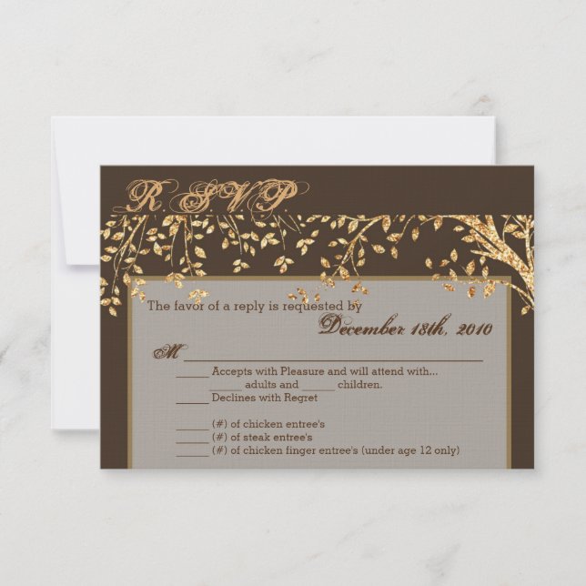 3.5x5 R.S.V.P. Tarjeta Relieve metalizado dorado Á (Anverso)