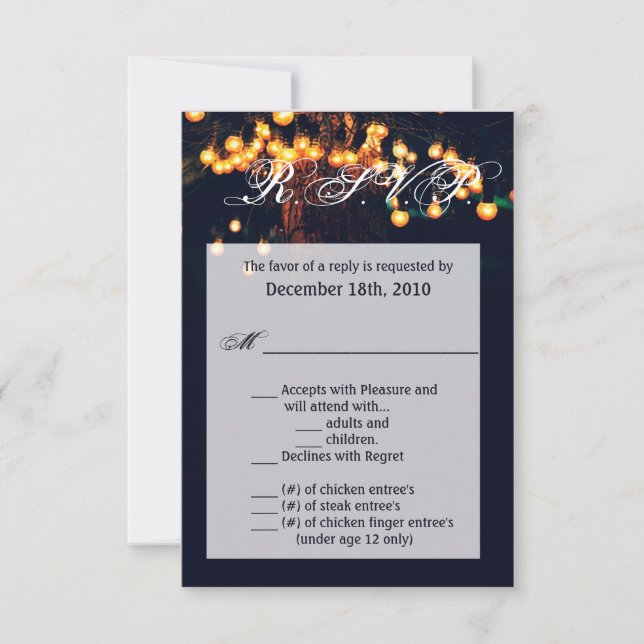 3.5x5 R.S.V.P Tarjeta Rojo Árbol Tela Luz Noche (Anverso)