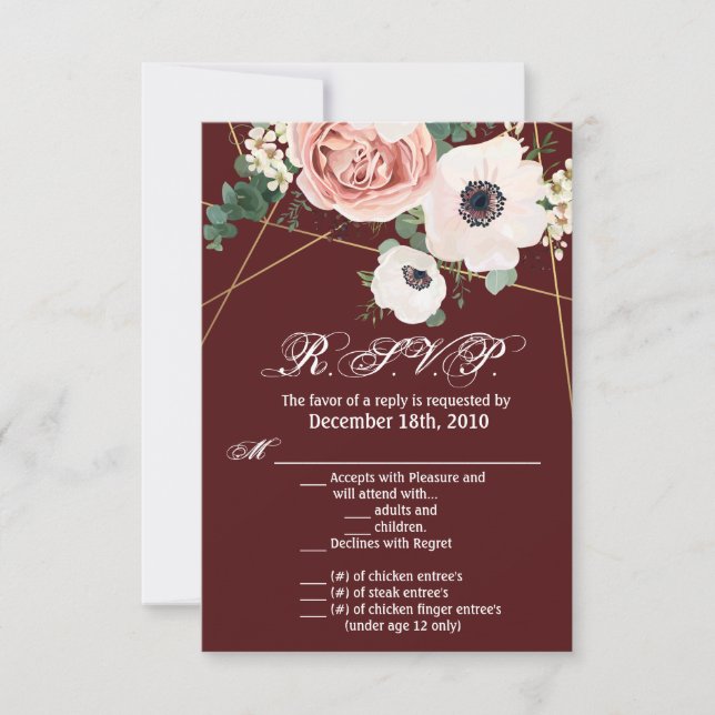 3.5x5 R.S.V.P Tarjeta Rosa de huerto geométrico (Anverso)