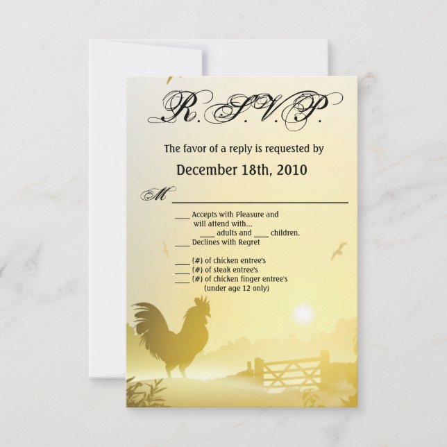 3.5x5 R.S.V.P. Tarjeta Sunny Morning Farm Country  (Anverso)