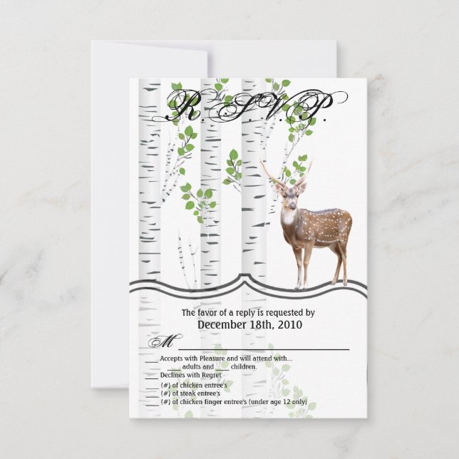 3.5x5 R.S.V.P. Tarjeta Woodland Deer Doe Buck Huni (Anverso)