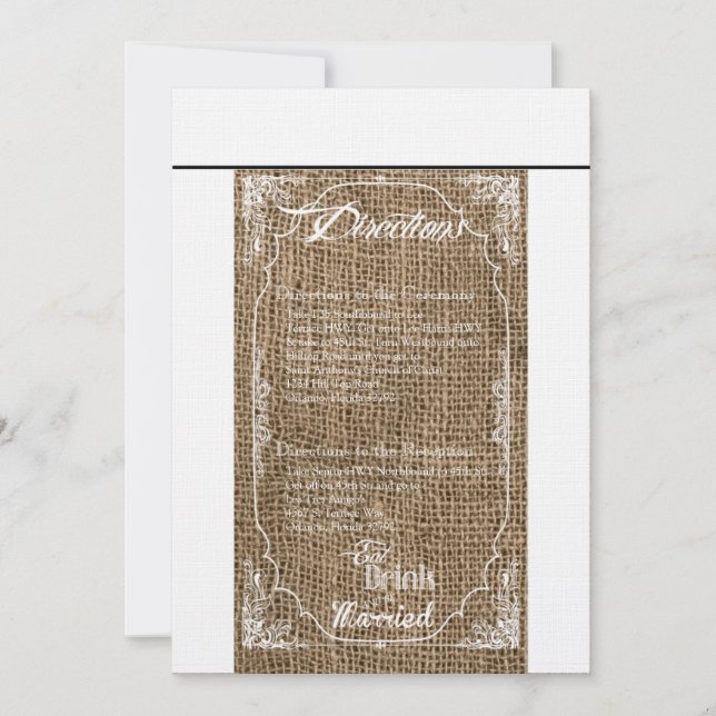 3.5x6 Tarjeta Bebida Comida Casada Burlap (Anverso)