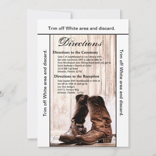 3.5x6 Tarjeta Boots País Rústico Oeste (Anverso)