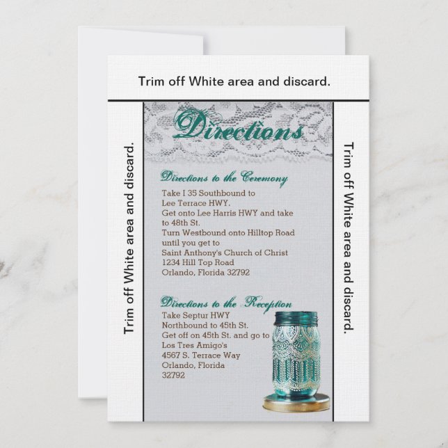 3.5x6 Tarjeta Rústica País Mason Jar Lac (Anverso)