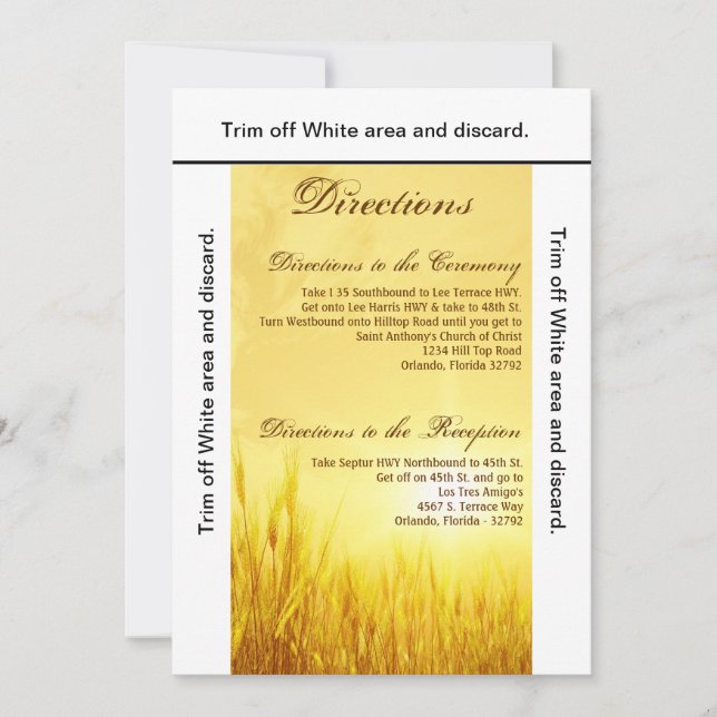 3.5x6 Tarjeta Sunrise Trigo Country Rustic (Anverso)