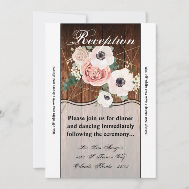 3.5x7 Tarjeta de recepción Madera de campo geométr (Anverso)