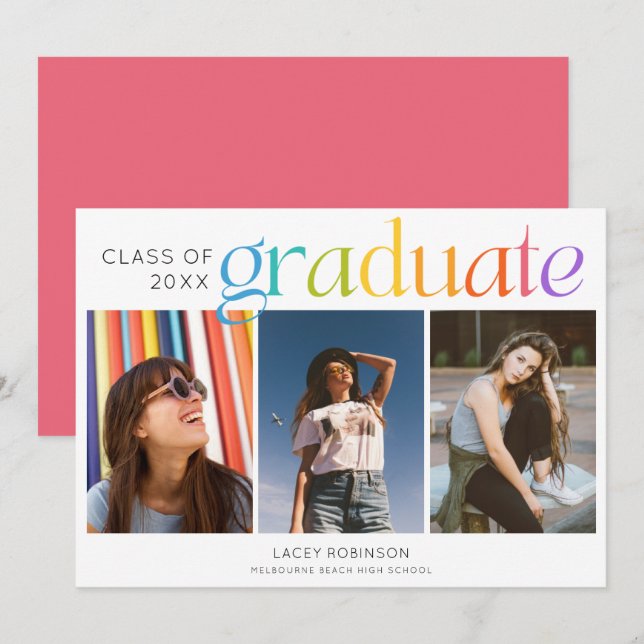 3 Anuncio de graduación personalizado para senior (Anverso / Reverso)