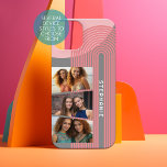 3 arco de arte de la línea de coral boho - nombre<br><div class="desc">Añade 3 fotos horizontales y tu nombre para hacer un estuche de teléfono genial. El fondo gris tiene unos tonos pastel abstractos con un divertido arco de líneas de boho. Una forma divertida de capturar recuerdos y compartirlos con amigos.</div>