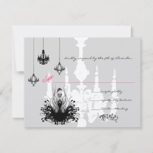 3 Black Chandeliers Fashion Diva Wedding RSVP