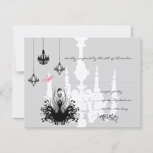 3 Black Chandeliers Fashion Diva Wedding RSVP