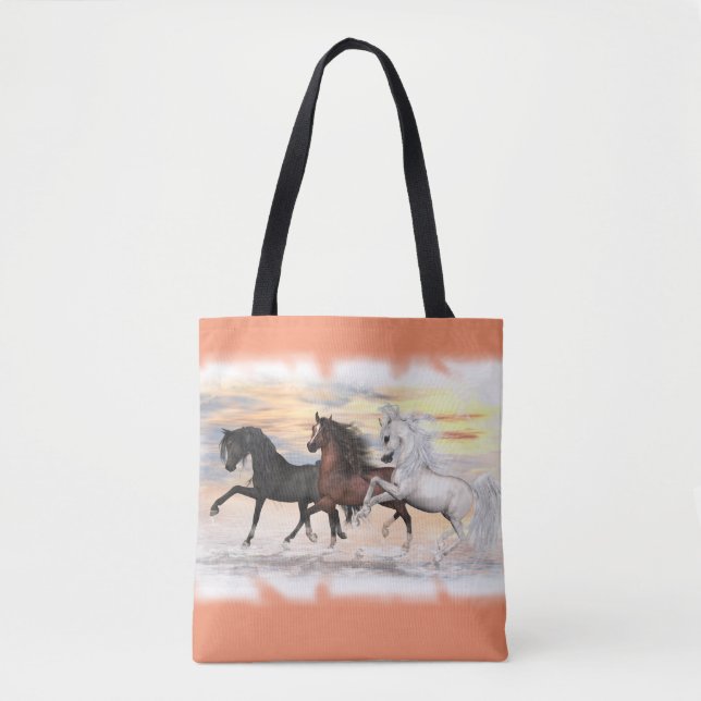 3 caballos todo encima - imprima la bolsa de asas, (Anverso)