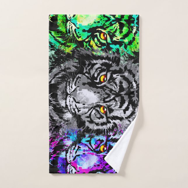 3 Cabezas de tigre toallas de baño - Juego de toal (Toalla de mano)