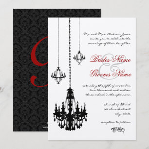 3 Candelabros negros Acentos rojos Invitación a la